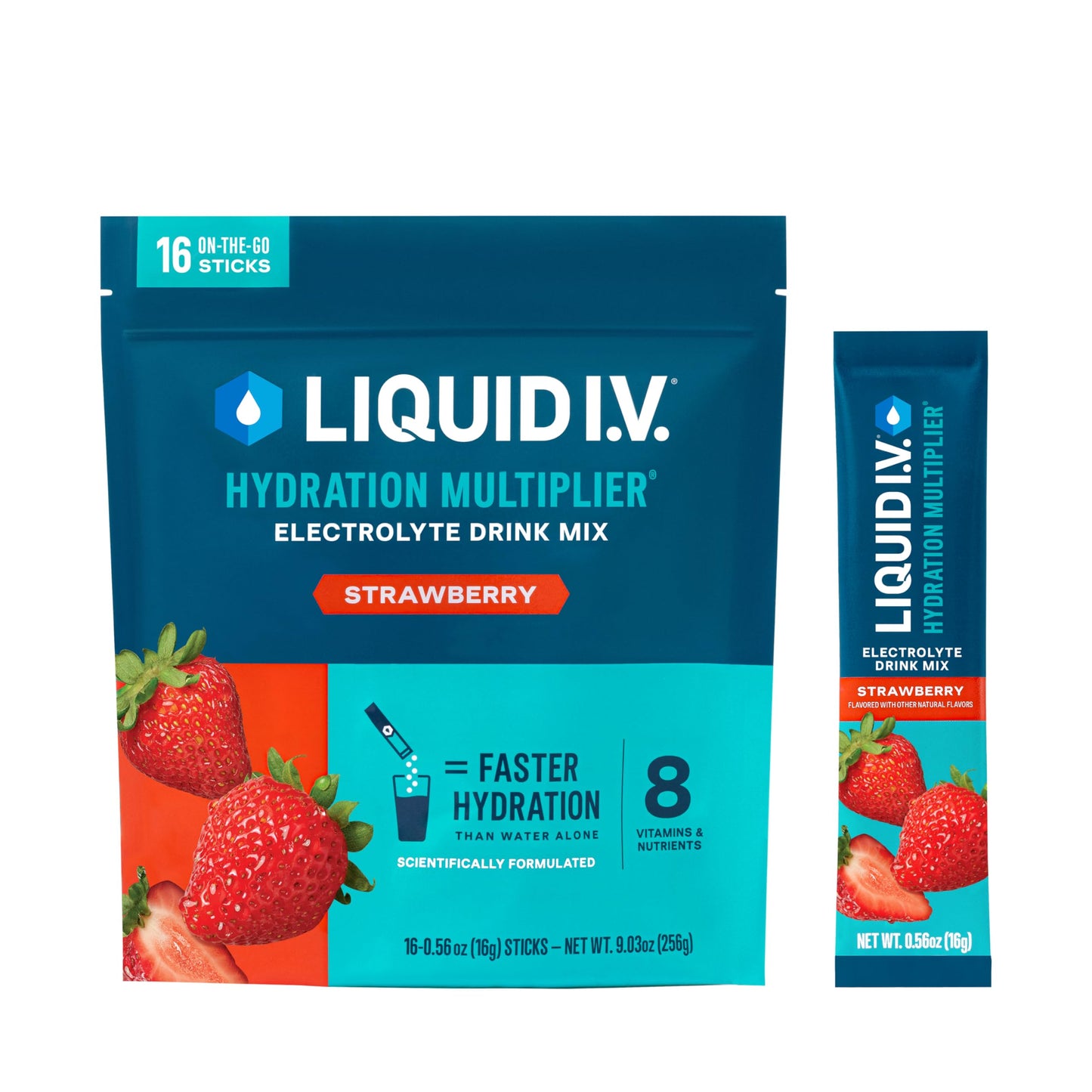 Liquid I.V.® Hydration Multiplier - Strawberry | Electrolyte Powder Drink Mix | 1 Pack (16 Servings)